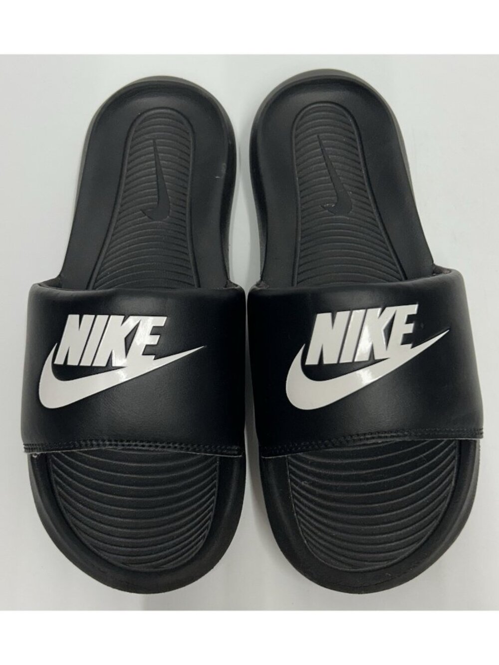 Nike Victori One Slides Women’s Size 8 Black White Logo CN9677-005
